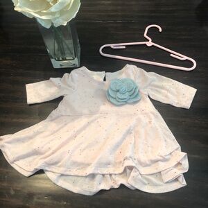Pippa & Julie 12m Sweet Pink Speckled Dress with blue-Gray Flower Accent 🌸🎀